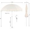 JONATHAN Y UMB1004H Horizon 6.5 ft. Classic MidCentury Scalloped Fringe Market Beach Umbrella with Push-Button Tilt, Wind Vent and UV Protection, and Matching Carry Bag in Coral Pink/White, Brown Pole(Cream)