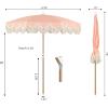 JONATHAN Y UMB1005E Mariner 6.5 ft. Classic Cottage Fringe Tassel Market Beach Umbrella with Push Button Tilt, Wind Vent and UV Protection, and Matching Carry Bag in Cream, White Pole(Coral Pink)