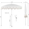 JONATHAN Y UMB1005E Mariner 6.5 ft. Classic Cottage Fringe Tassel Market Beach Umbrella with Push Button Tilt, Wind Vent and UV Protection, and Matching Carry Bag in Cream, White Pole(White/Cream)