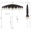 JONATHAN Y UMB1005E Mariner 6.5 ft. Classic Cottage Fringe Tassel Market Beach Umbrella with Push Button Tilt, Wind Vent and UV Protection, and Matching Carry Bag in Cream, White Pole(Black)