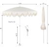 JONATHAN Y UMB1005E Mariner 6.5 ft. Classic Cottage Fringe Tassel Market Beach Umbrella with Push Button Tilt, Wind Vent and UV Protection, and Matching Carry Bag in Cream, White Pole(Cream)