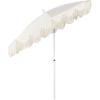 JONATHAN Y UMB1005E Mariner 6.5 ft. Classic Cottage Fringe Tassel Market Beach Umbrella with Push Button Tilt, Wind Vent and UV Protection, and Matching Carry Bag in Cream, White Pole(Cream)