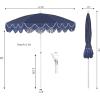JONATHAN Y UMB1005E Mariner 6.5 ft. Classic Cottage Fringe Tassel Market Beach Umbrella with Push Button Tilt, Wind Vent and UV Protection, and Matching Carry Bag in Cream, White Pole(Navy)