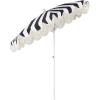 JONATHAN Y UMB1005E Mariner 6.5 ft. Classic Cottage Fringe Tassel Market Beach Umbrella with Push Button Tilt, Wind Vent and UV Protection, and Matching Carry Bag in Cream, White Pole(Black/White)