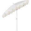 JONATHAN Y UMB1005E Mariner 6.5 ft. Classic Cottage Fringe Tassel Market Beach Umbrella with Push Button Tilt, Wind Vent and UV Protection, and Matching Carry Bag in Cream, White Pole(White/Cream)