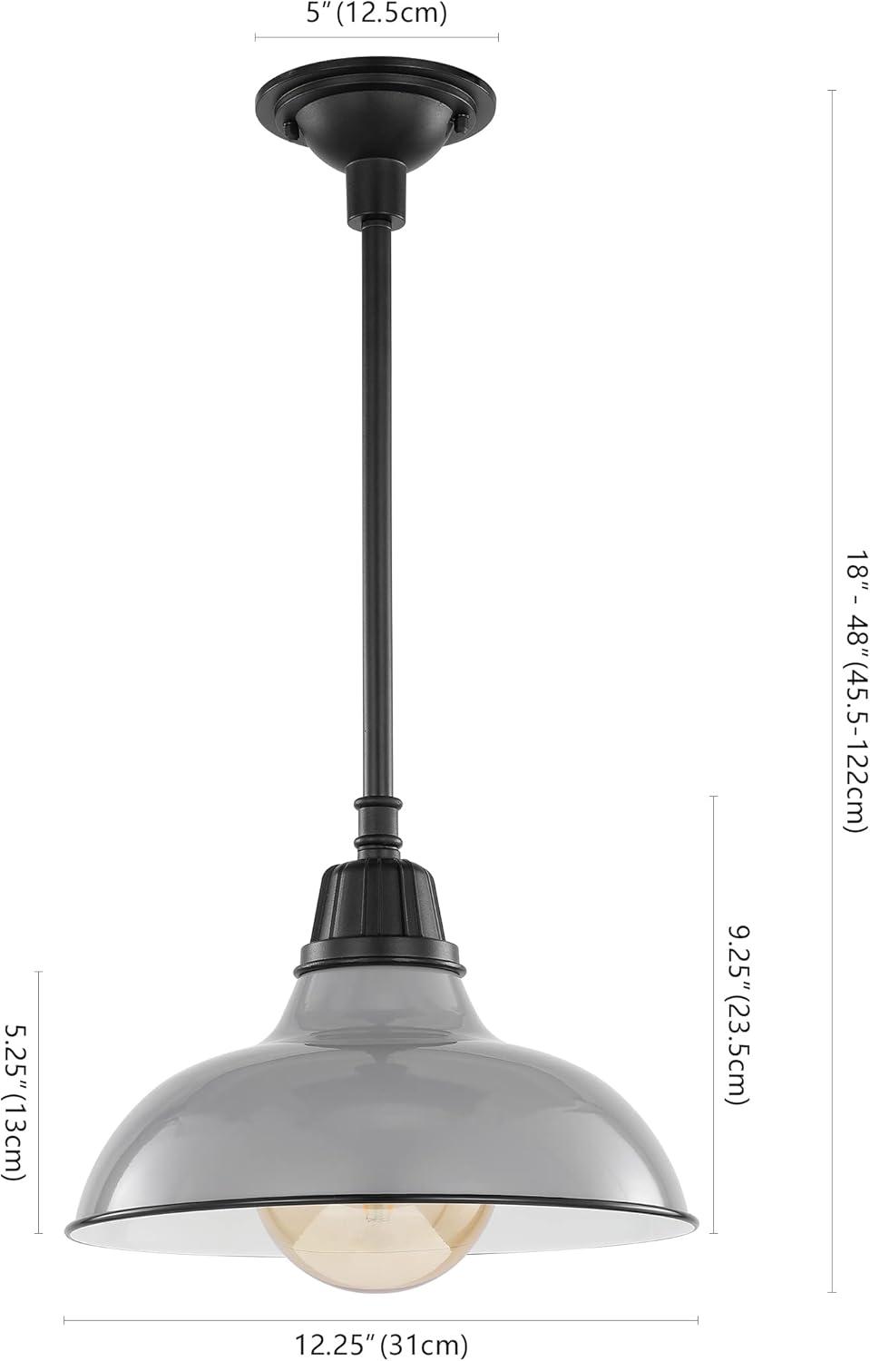 imageJONATHAN Y JYL7611B Jasper 1225quot 1Light Farmhouse Industrial IndoorOutdoor Iron LED Round Pendant Metal Bowl Shade Vintage Cottage Rustic Porch Patio Yard Barn BlackGrayBlack