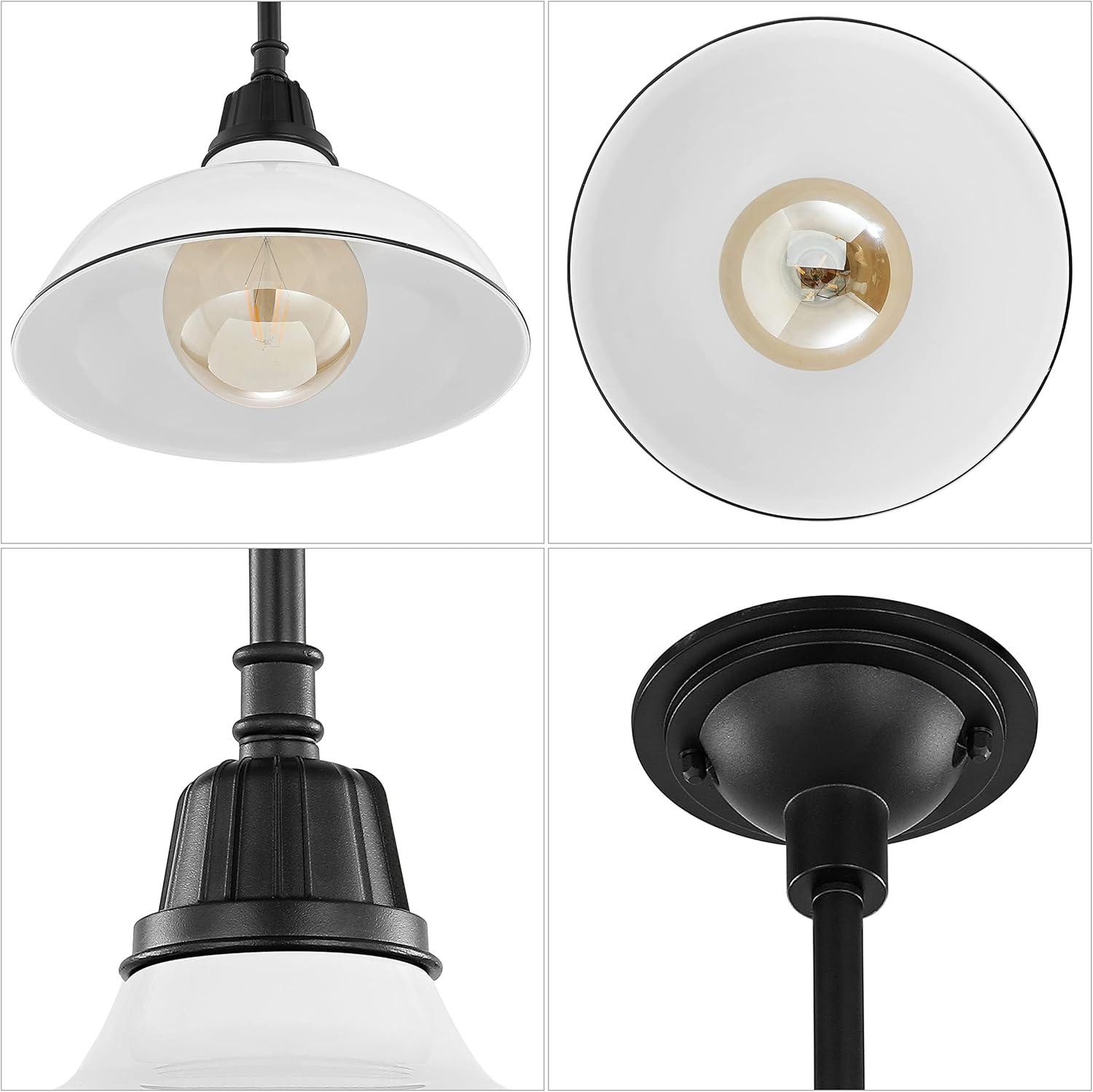 imageJONATHAN Y JYL7611B Jasper 1225quot 1Light Farmhouse Industrial IndoorOutdoor Iron LED Round Pendant Metal Bowl Shade Vintage Cottage Rustic Porch Patio Yard Barn BlackWhiteBlack