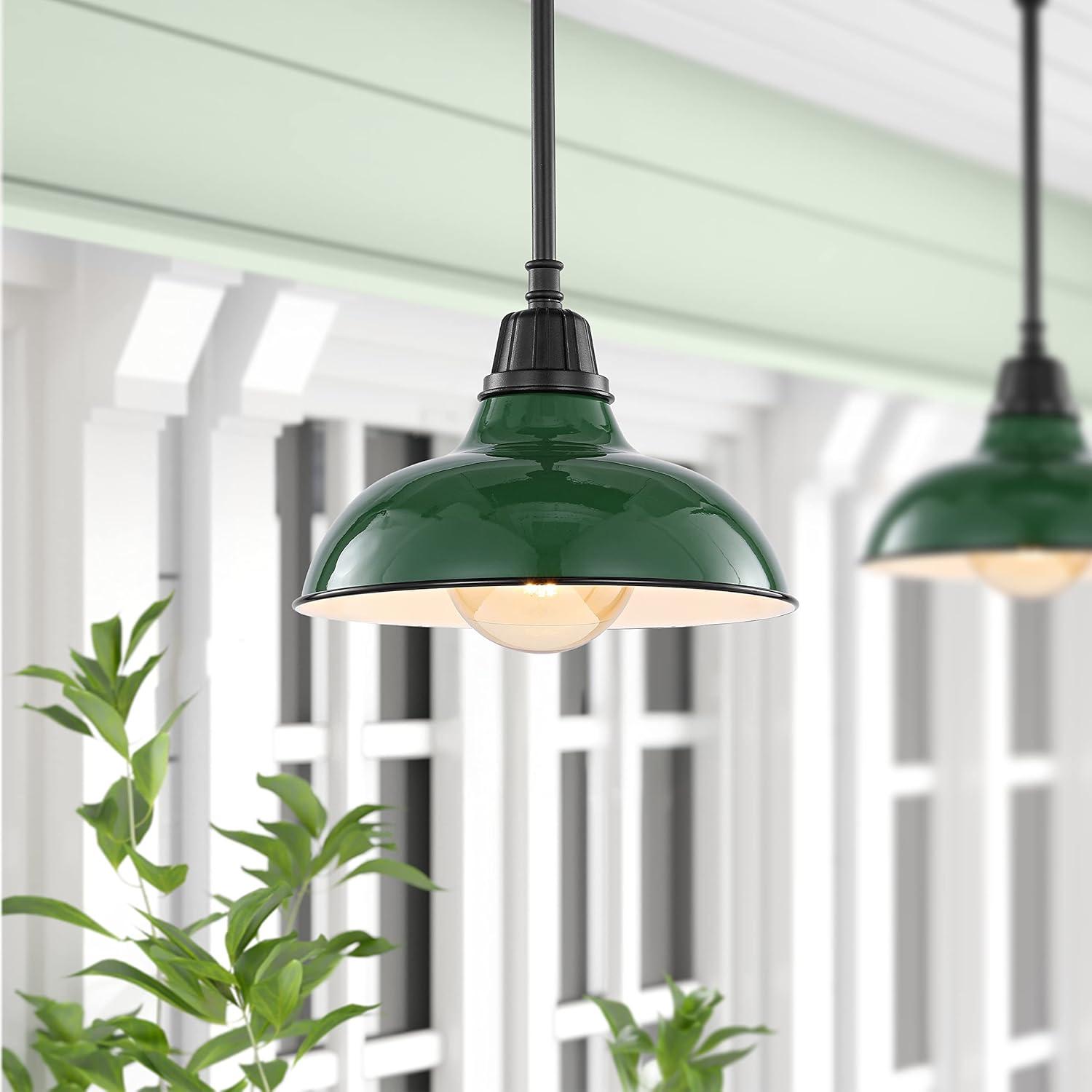 imageJONATHAN Y JYL7611B Jasper 1225quot 1Light Farmhouse Industrial IndoorOutdoor Iron LED Round Pendant Metal Bowl Shade Vintage Cottage Rustic Porch Patio Yard Barn BlackGreenBlack