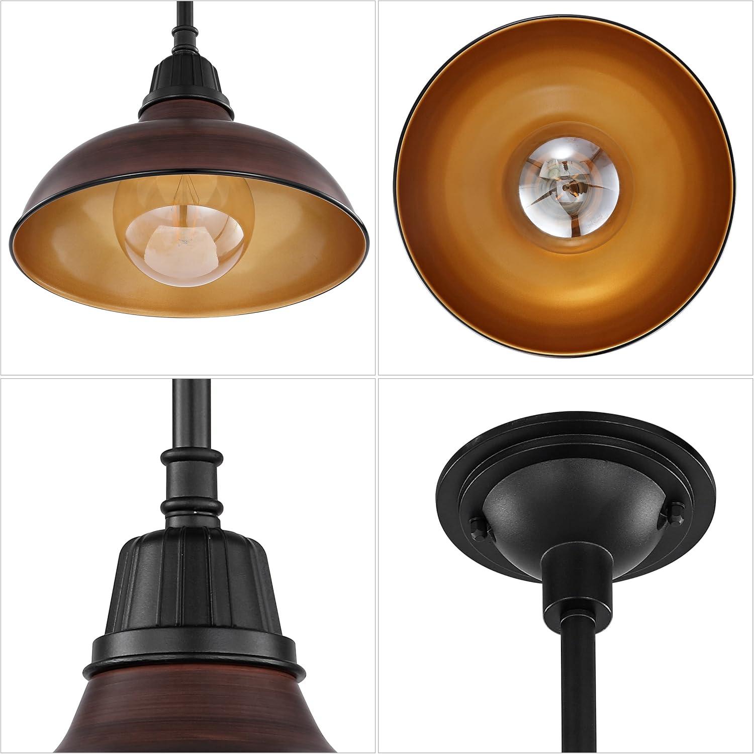 imageJONATHAN Y JYL7611B Jasper 1225quot 1Light Farmhouse Industrial IndoorOutdoor Iron LED Round Pendant Metal Bowl Shade Vintage Cottage Rustic Porch Patio Yard Barn BlackWood FinishBlack