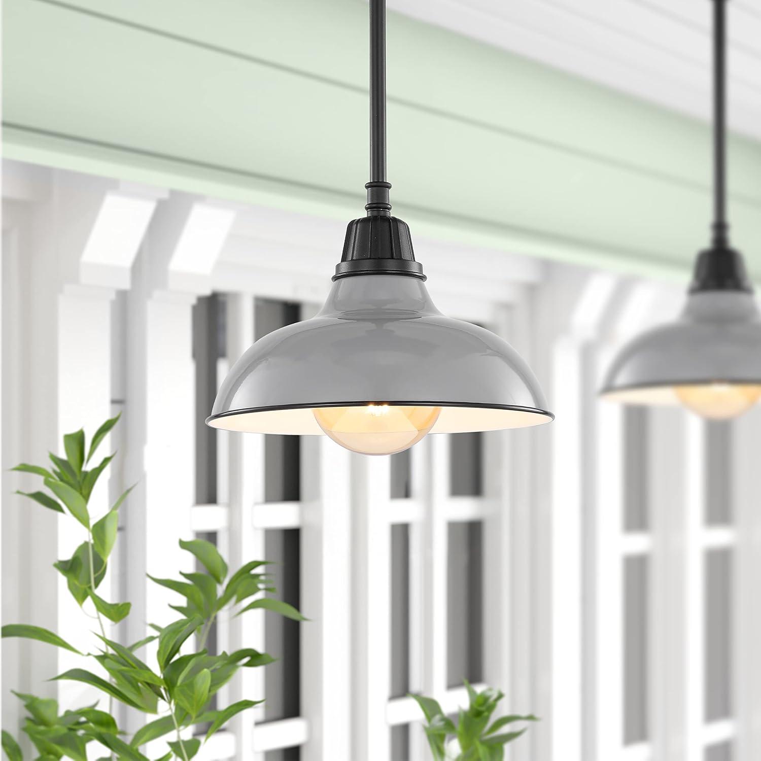 imageJONATHAN Y JYL7611B Jasper 1225quot 1Light Farmhouse Industrial IndoorOutdoor Iron LED Round Pendant Metal Bowl Shade Vintage Cottage Rustic Porch Patio Yard Barn BlackGrayBlack