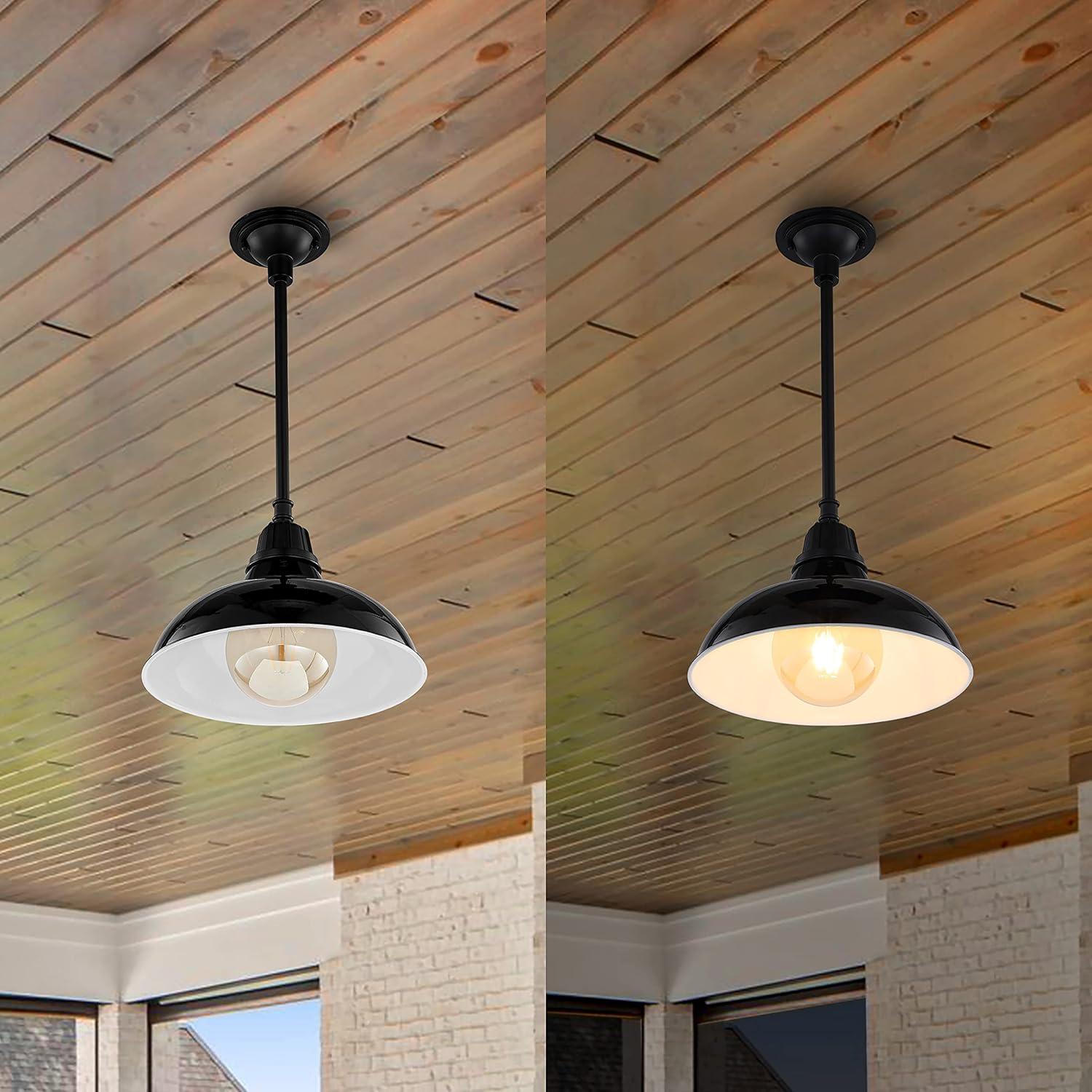 imageJONATHAN Y JYL7611B Jasper 1225quot 1Light Farmhouse Industrial IndoorOutdoor Iron LED Round Pendant Metal Bowl Shade Vintage Cottage Rustic Porch Patio Yard Barn BlackBlack