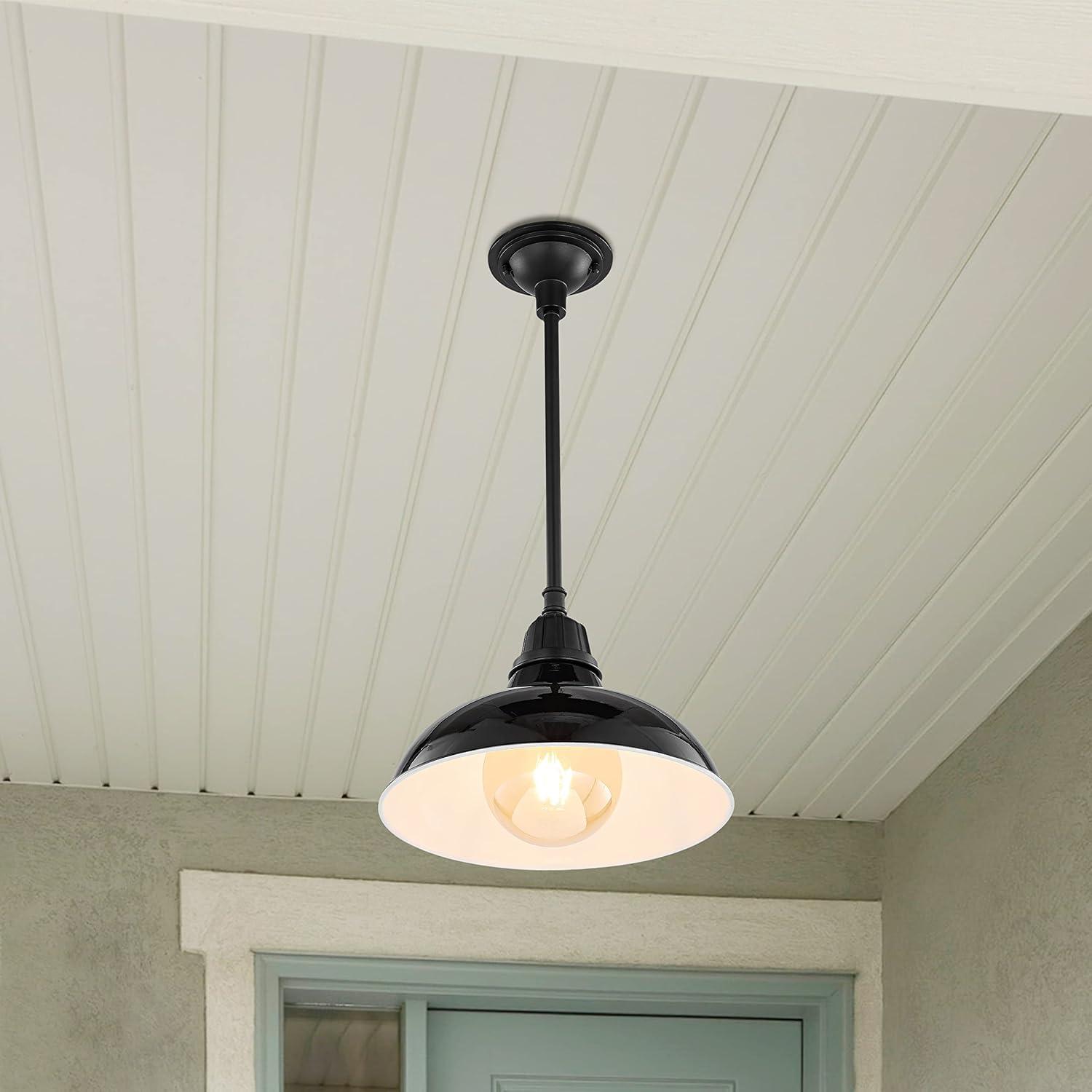 imageJONATHAN Y JYL7611B Jasper 1225quot 1Light Farmhouse Industrial IndoorOutdoor Iron LED Round Pendant Metal Bowl Shade Vintage Cottage Rustic Porch Patio Yard Barn BlackBlack