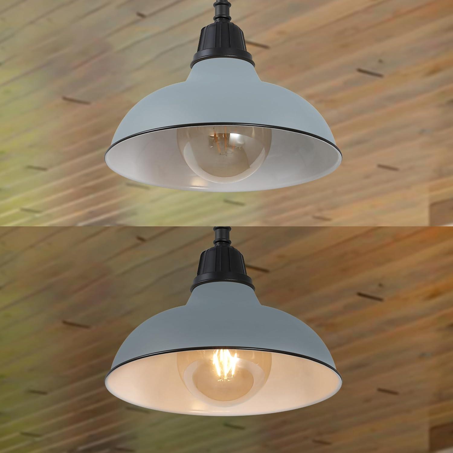 imageJONATHAN Y JYL7611B Jasper 1225quot 1Light Farmhouse Industrial IndoorOutdoor Iron LED Round Pendant Metal Bowl Shade Vintage Cottage Rustic Porch Patio Yard Barn BlackMatte Silver Blue