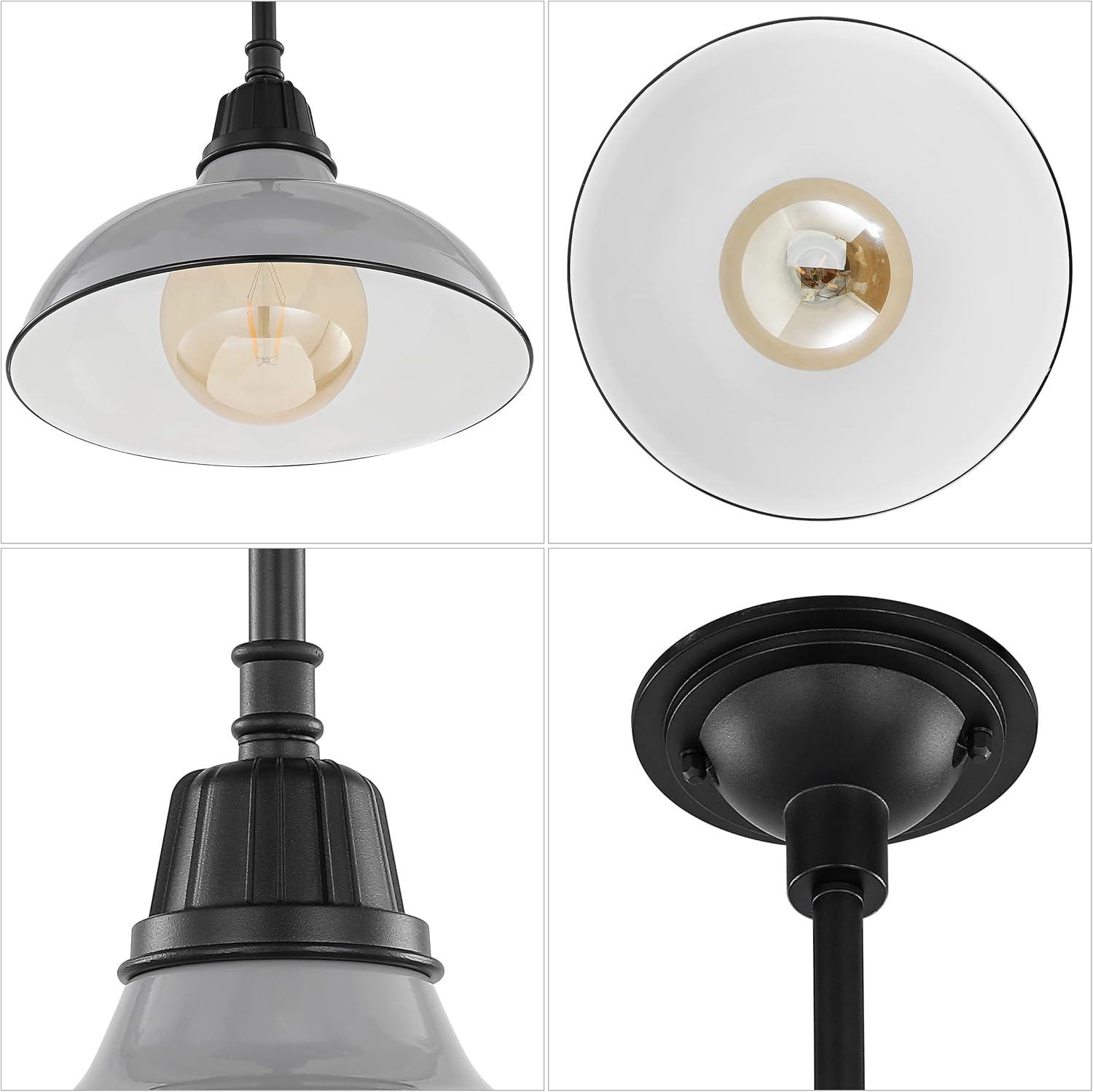 imageJONATHAN Y JYL7611B Jasper 1225quot 1Light Farmhouse Industrial IndoorOutdoor Iron LED Round Pendant Metal Bowl Shade Vintage Cottage Rustic Porch Patio Yard Barn BlackGrayBlack