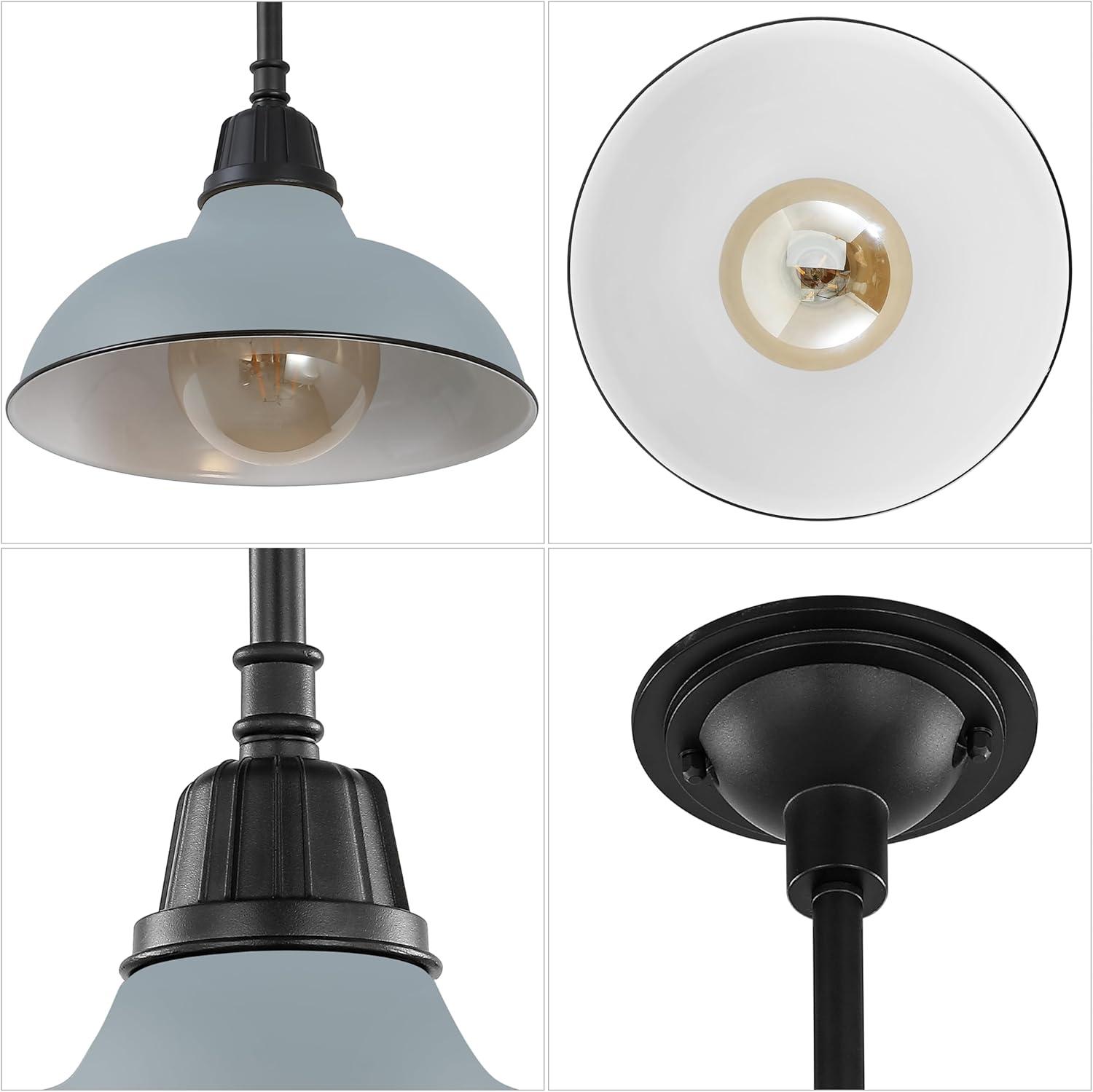 imageJONATHAN Y JYL7611B Jasper 1225quot 1Light Farmhouse Industrial IndoorOutdoor Iron LED Round Pendant Metal Bowl Shade Vintage Cottage Rustic Porch Patio Yard Barn BlackMatte Silver Blue