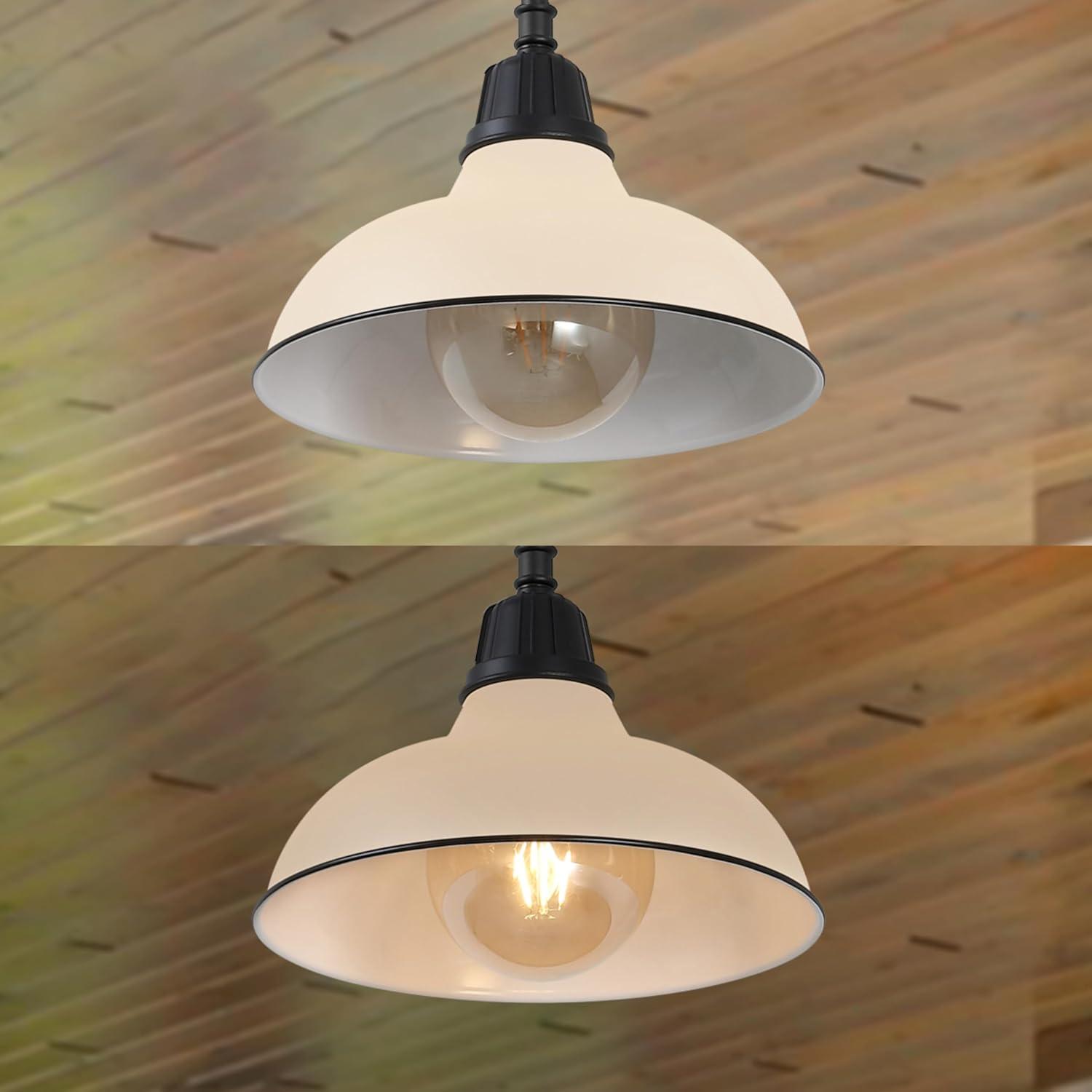 imageJONATHAN Y JYL7611B Jasper 1225quot 1Light Farmhouse Industrial IndoorOutdoor Iron LED Round Pendant Metal Bowl Shade Vintage Cottage Rustic Porch Patio Yard Barn BlackMatte Almond