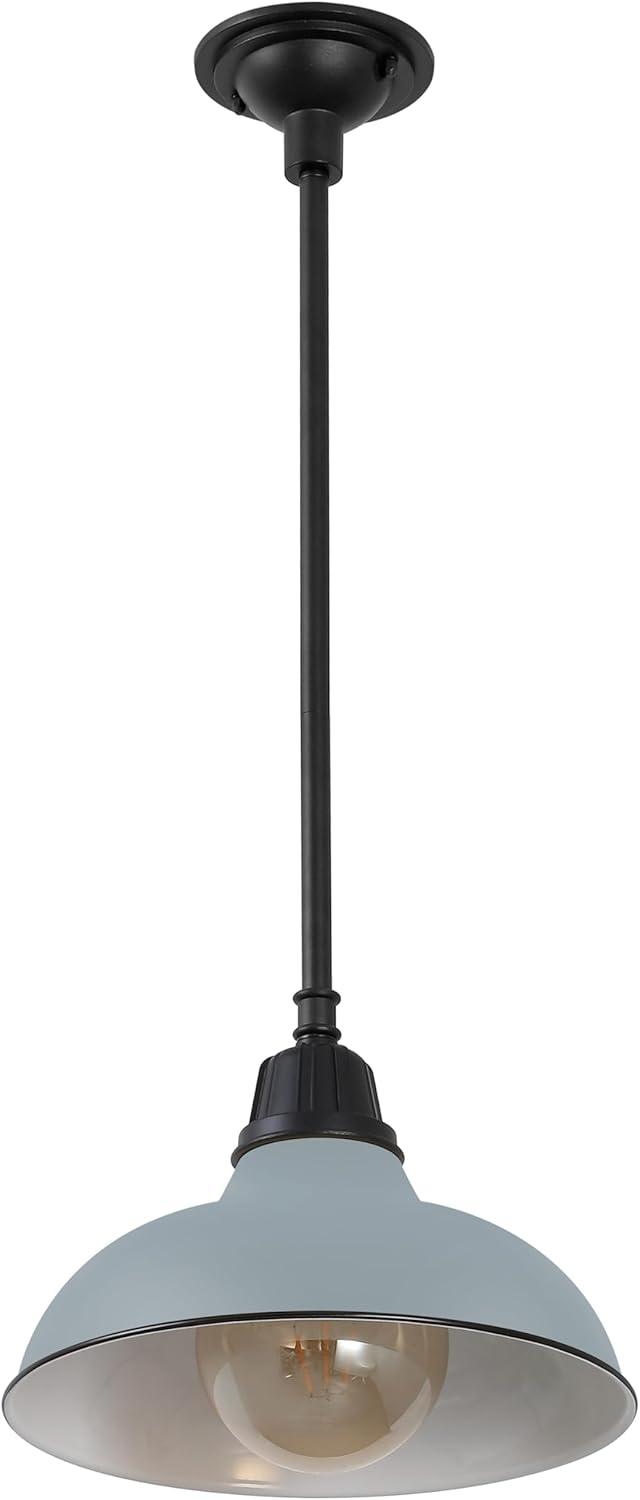 imageJONATHAN Y JYL7611B Jasper 1225quot 1Light Farmhouse Industrial IndoorOutdoor Iron LED Round Pendant Metal Bowl Shade Vintage Cottage Rustic Porch Patio Yard Barn BlackMatte Silver Blue