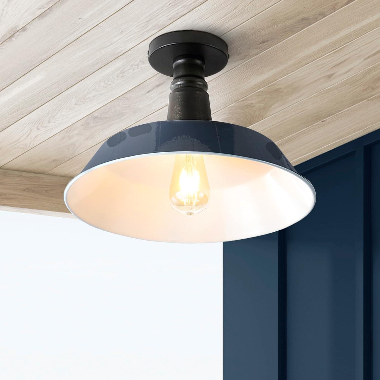 imageJONATHAN Y JYL7617F Camila 14quot 1Light Classic Industrial IndoorOutdoor Iron LED Semi Flush Mount MidCentury Rustic 2700K Cozy Warm Light Kitchen Hallway Bathroom Stairwell GreenWhiteNavyBlack