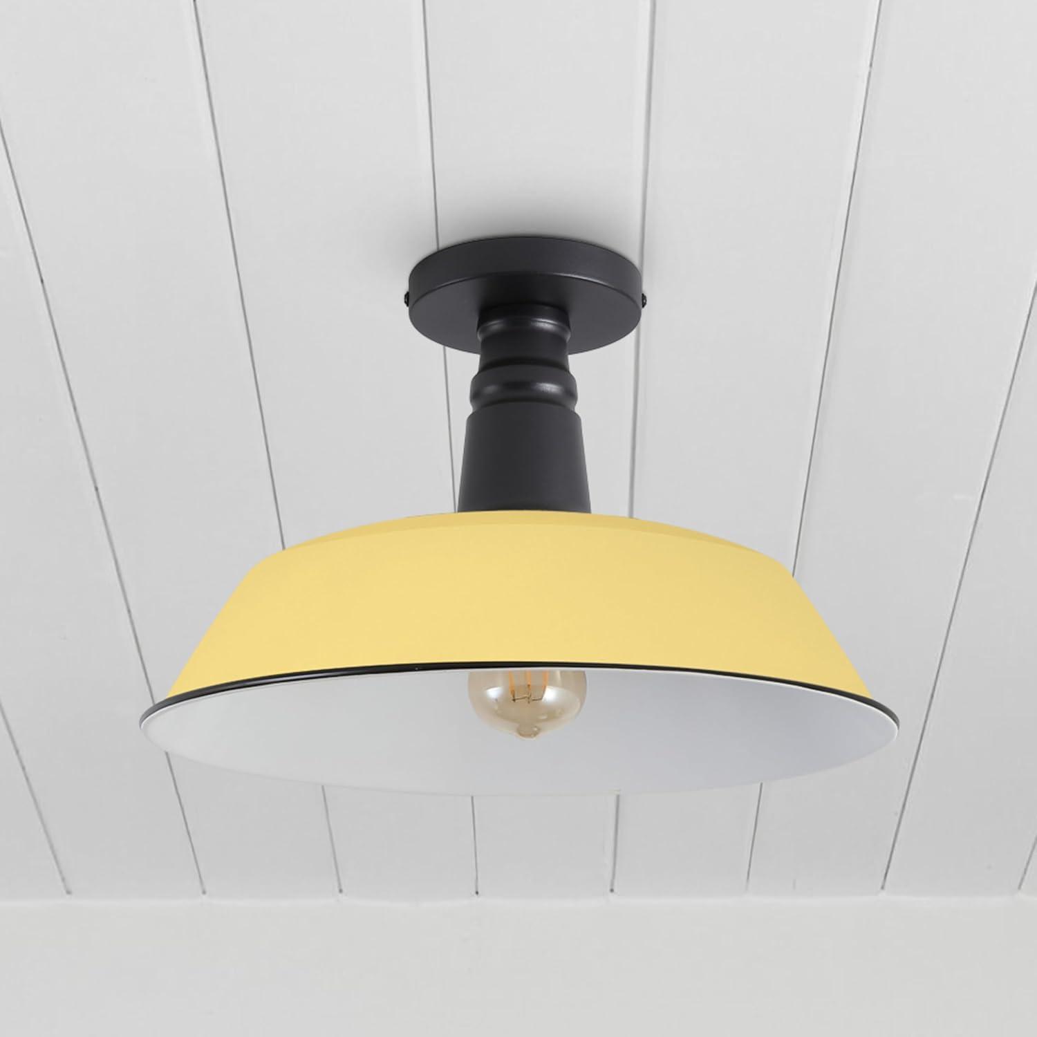 imageJONATHAN Y JYL7617F Camila 14quot 1Light Classic Industrial IndoorOutdoor Iron LED Semi Flush Mount MidCentury Rustic 2700K Cozy Warm Light Kitchen Hallway Bathroom Stairwell GreenWhiteMatte YellowBlack