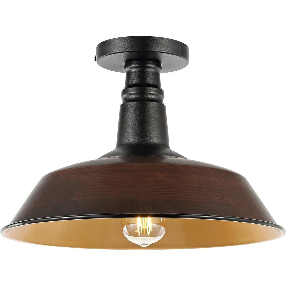 imageJONATHAN Y JYL7617F Camila 14quot 1Light Classic Industrial IndoorOutdoor Iron LED Semi Flush Mount MidCentury Rustic 2700K Cozy Warm Light Kitchen Hallway Bathroom Stairwell GreenWhiteOil Rubbed BronzeBlack
