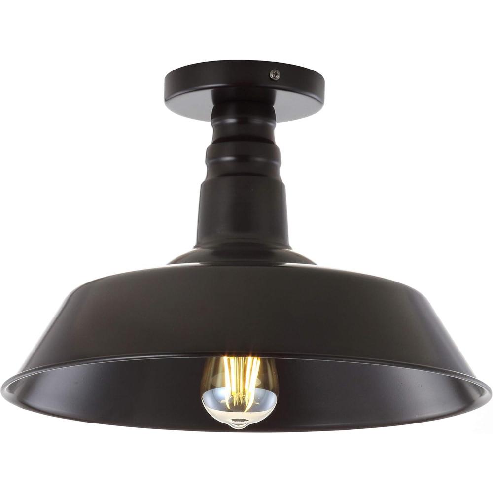 imageJONATHAN Y JYL7617F Camila 14quot 1Light Classic Industrial IndoorOutdoor Iron LED Semi Flush Mount MidCentury Rustic 2700K Cozy Warm Light Kitchen Hallway Bathroom Stairwell GreenWhiteOilRubbed Bronze