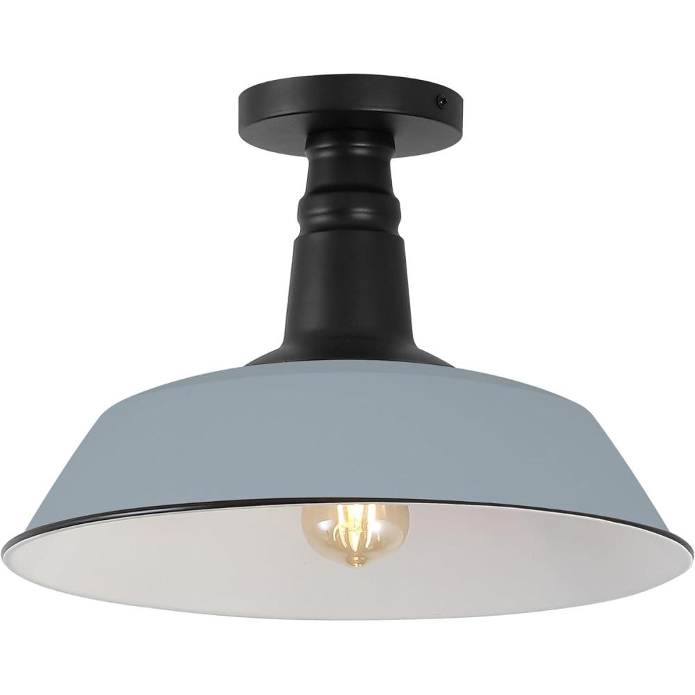imageJONATHAN Y JYL7617F Camila 14quot 1Light Classic Industrial IndoorOutdoor Iron LED Semi Flush Mount MidCentury Rustic 2700K Cozy Warm Light Kitchen Hallway Bathroom Stairwell GreenWhiteMatte Silver BlueBlack