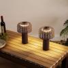 JONATHAN Y JYL7155A-SET2 Mia 10″ Modern Scandinavian Indoor/Outdoor Faux Wicker Rechargeable/Cordless Dimmable Integrated LED Table Lamp for Patio, Porch, Backyard, Dark Brown/Black (Set of 2)(Dark Brown/Black)