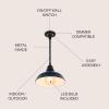 JONATHAN Y JYL7611B Jasper 12.25″ 1-Light Farmhouse Industrial Indoor/Outdoor Iron LED Round Pendant Metal Bowl Shade Vintage Cottage Rustic Porch Patio Yard Barn, Black(Navy/Black)