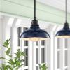 JONATHAN Y JYL7611B Jasper 12.25″ 1-Light Farmhouse Industrial Indoor/Outdoor Iron LED Round Pendant Metal Bowl Shade Vintage Cottage Rustic Porch Patio Yard Barn, Black(Navy/Black)