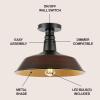 JONATHAN Y JYL7617F Camila 14″ 1-Light Classic Industrial Indoor/Outdoor Iron LED Semi Flush Mount Mid-Century, Rustic 2700K Cozy Warm Light Kitchen Hallway Bathroom Stairwell, Green/White(Oil Rubbed Bronze/Black)