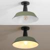 JONATHAN Y JYL7617F Camila 14″ 1-Light Classic Industrial Indoor/Outdoor Iron LED Semi Flush Mount Mid-Century, Rustic 2700K Cozy Warm Light Kitchen Hallway Bathroom Stairwell, Green/White(Matte Olive Green/Black)