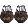 JONATHAN Y JYL7154B-SET2 Elian 10″ Modern Rustic Decorative Indoor/Outdoor Faux Wicker Rechargeable/Cordless Dimmable Integrated LED Table Lamp for Patio, Porch, Backyard, Light Brown/Brown (Set of 2)(Dark Brown/Black)