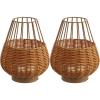 JONATHAN Y JYL7154B-SET2 Elian 10″ Modern Rustic Decorative Indoor/Outdoor Faux Wicker Rechargeable/Cordless Dimmable Integrated LED Table Lamp for Patio, Porch, Backyard, Light Brown/Brown (Set of 2)(Light Brown/Brown)