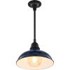 JONATHAN Y JYL7611B Jasper 12.25″ 1-Light Farmhouse Industrial Indoor/Outdoor Iron LED Round Pendant Metal Bowl Shade Vintage Cottage Rustic Porch Patio Yard Barn, Black(Navy/Black)