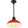 JONATHAN Y JYL7611B Jasper 12.25″ 1-Light Farmhouse Industrial Indoor/Outdoor Iron LED Round Pendant Metal Bowl Shade Vintage Cottage Rustic Porch Patio Yard Barn, Black(Red/Black)