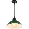 JONATHAN Y JYL7611B Jasper 12.25″ 1-Light Farmhouse Industrial Indoor/Outdoor Iron LED Round Pendant Metal Bowl Shade Vintage Cottage Rustic Porch Patio Yard Barn, Black(Green/Black)