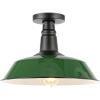 JONATHAN Y JYL7617F Camila 14″ 1-Light Classic Industrial Indoor/Outdoor Iron LED Semi Flush Mount Mid-Century, Rustic 2700K Cozy Warm Light Kitchen Hallway Bathroom Stairwell, Green/White(Green/Black)