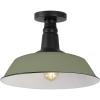 JONATHAN Y JYL7617F Camila 14″ 1-Light Classic Industrial Indoor/Outdoor Iron LED Semi Flush Mount Mid-Century, Rustic 2700K Cozy Warm Light Kitchen Hallway Bathroom Stairwell, Green/White(Matte Olive Green/Black)