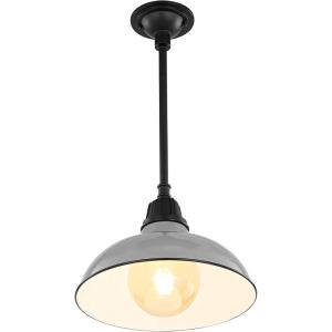 JONATHAN Y JYL7611B Jasper 12.25″ 1-Light Farmhouse Industrial Indoor/Outdoor Iron LED Round Pendant Metal Bowl Shade Vintage Cottage Rustic Porch Patio Yard Barn, Black(Gray/Black)