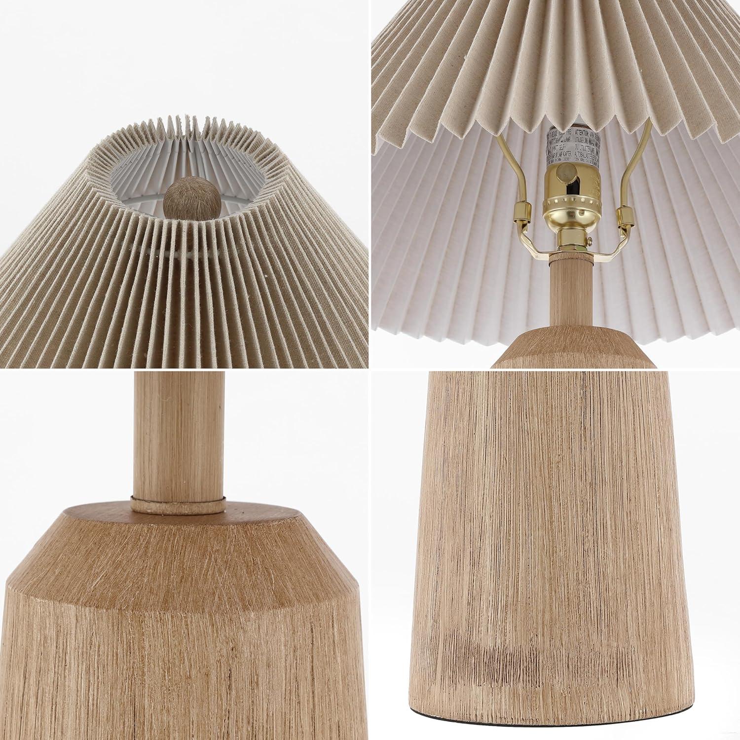 imageJONATHAN Y JYL1146A Arvid 205quot Rustic Scandinavian ResinIron Lighthouse LED Table Lamp with Pleated Shade Beige Wood Finish for Bedroom Living Room Entry Console