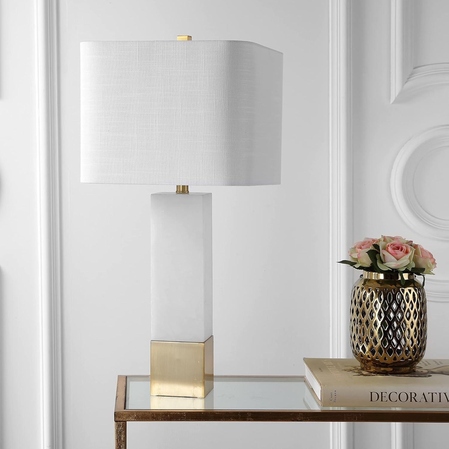 imageJONATHAN Y JYL5009A Jeffrey 29quot MetalMarble LED Table Lamp Contemporary Transitional Bedside Desk Nightstand Lamp for Bedroom Living Room Office College Bookcase LED Bulb Included Brass GoldWhite