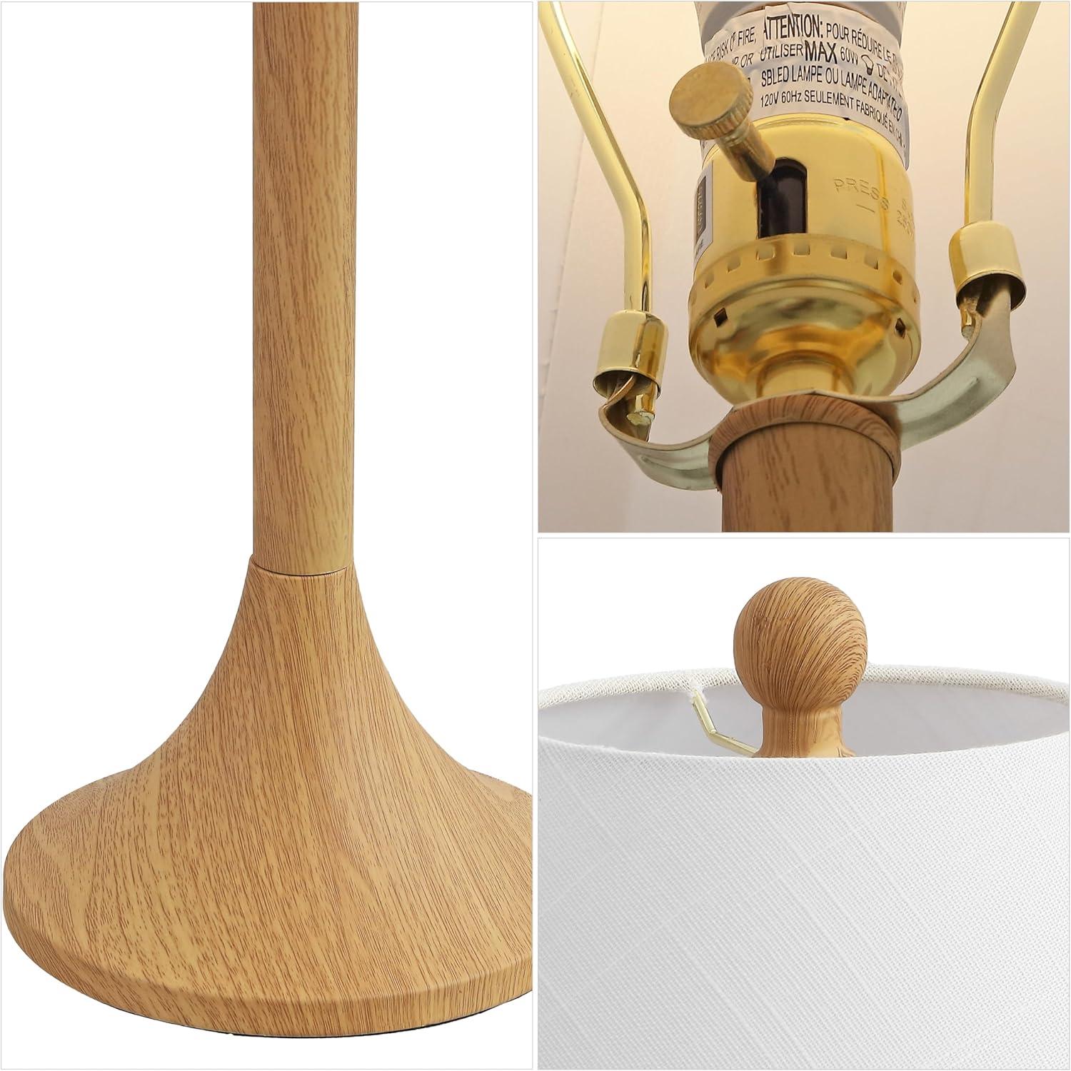 imageJONATHAN Y JYL5507ASET2 Albie 25quot Modern Coastal Iron Column LED Table Lamp for Living Room Family Room Dining Room Bedroom Hallway Office Brown Wood Finish Set of 2