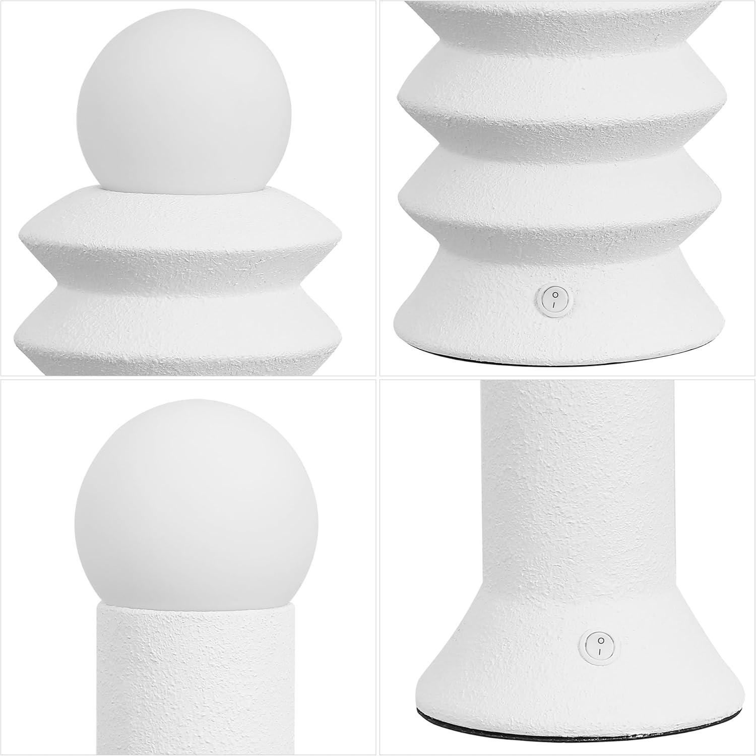 imageJONATHAN Y JYL5700A2SET Soren 13quot Modern Scandinavian CeramicGlass Geometric Integrated LED Table Lamp for Living Room Family Room Dining Room Bedroom Hallway Office White Set of 2