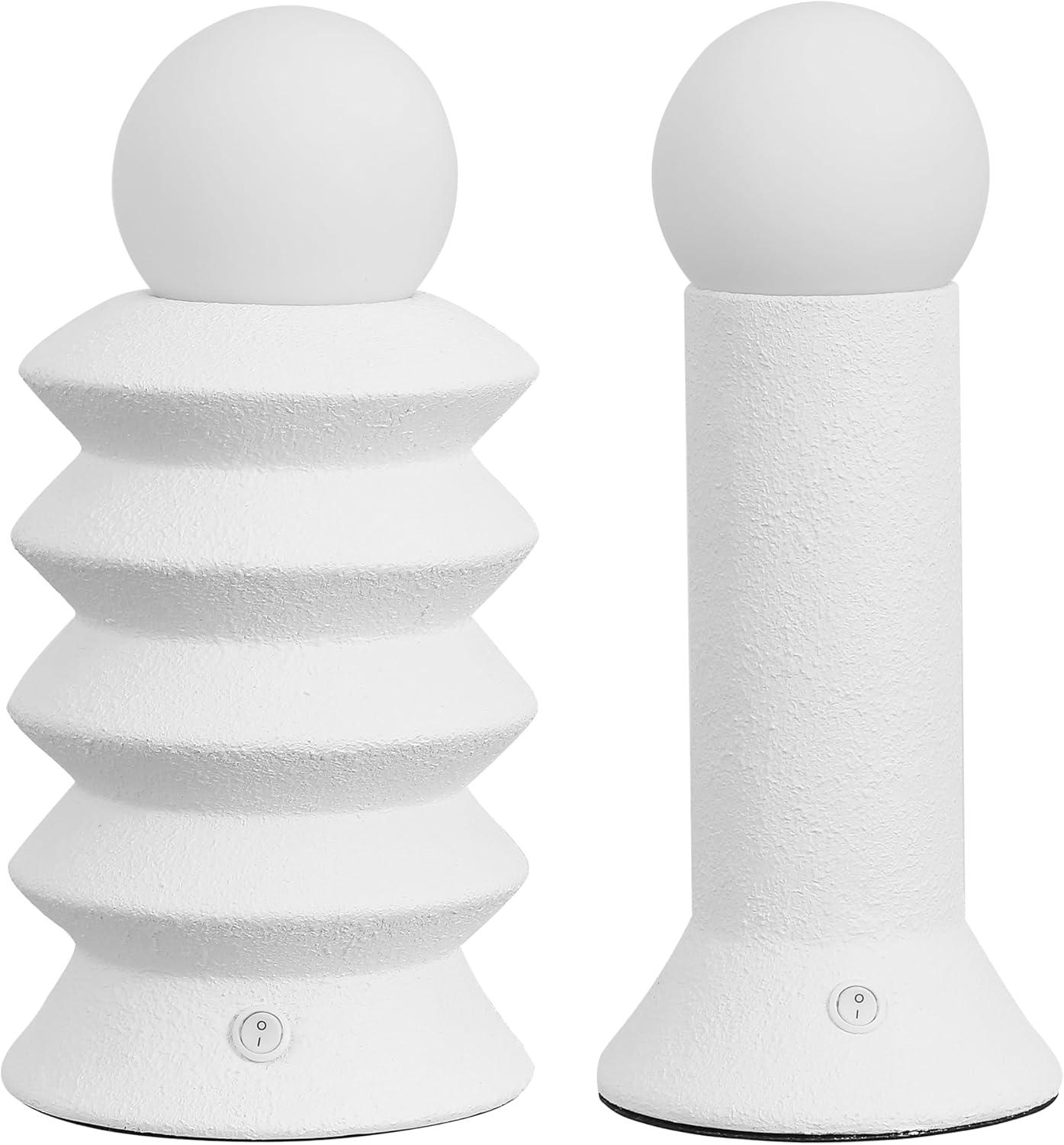 imageJONATHAN Y JYL5700A2SET Soren 13quot Modern Scandinavian CeramicGlass Geometric Integrated LED Table Lamp for Living Room Family Room Dining Room Bedroom Hallway Office White Set of 2