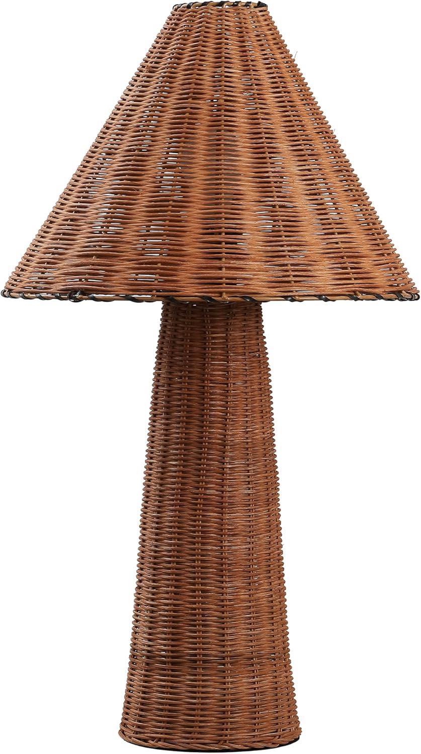 imageJONATHAN Y JYL5705A Kara 265quot Modern Coastal Woven Rattan Tapered Cylinder LED Table Lamp for Living Room Family Room Dining Room Bedroom Hallway Office Dark Brown