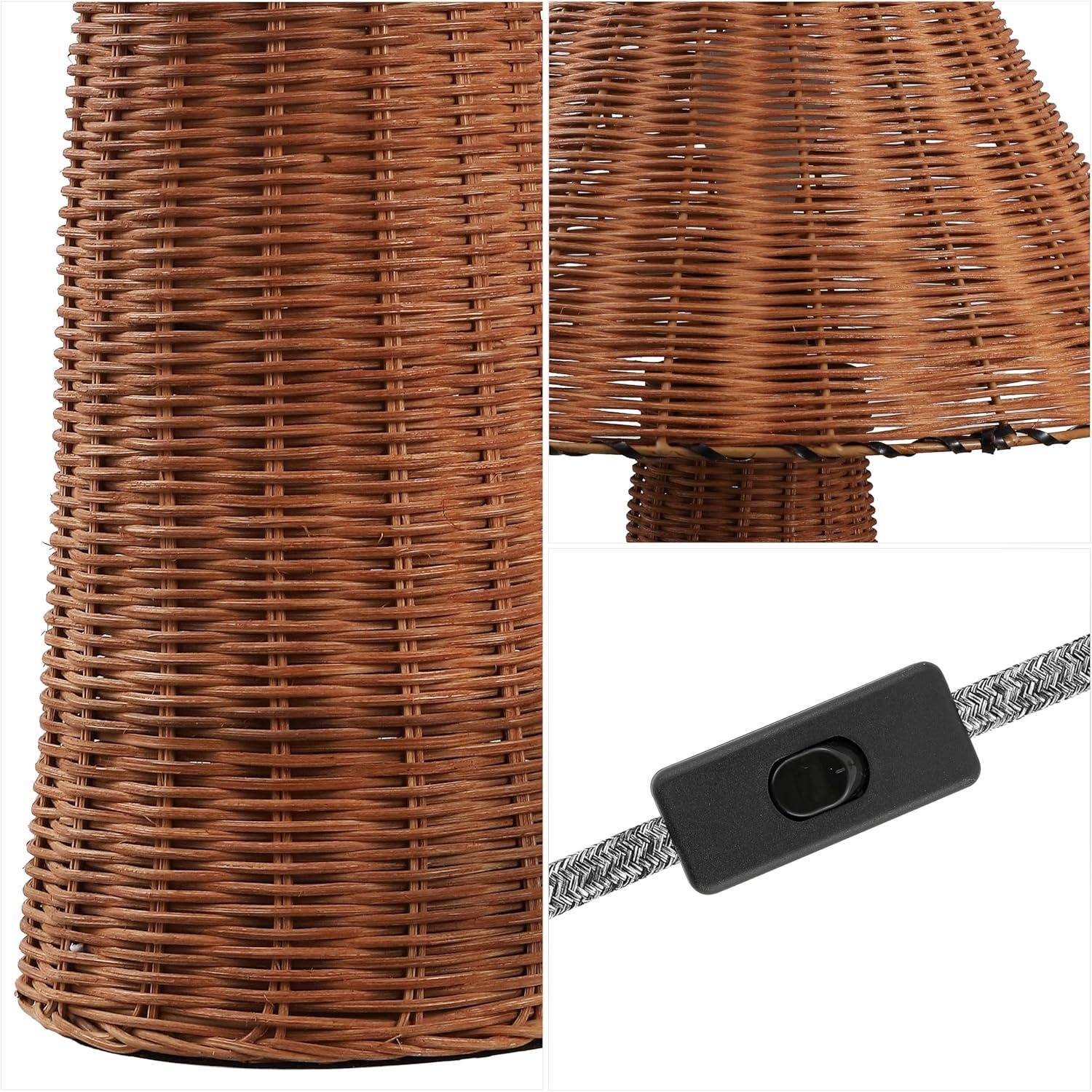imageJONATHAN Y JYL5705A Kara 265quot Modern Coastal Woven Rattan Tapered Cylinder LED Table Lamp for Living Room Family Room Dining Room Bedroom Hallway Office Dark Brown