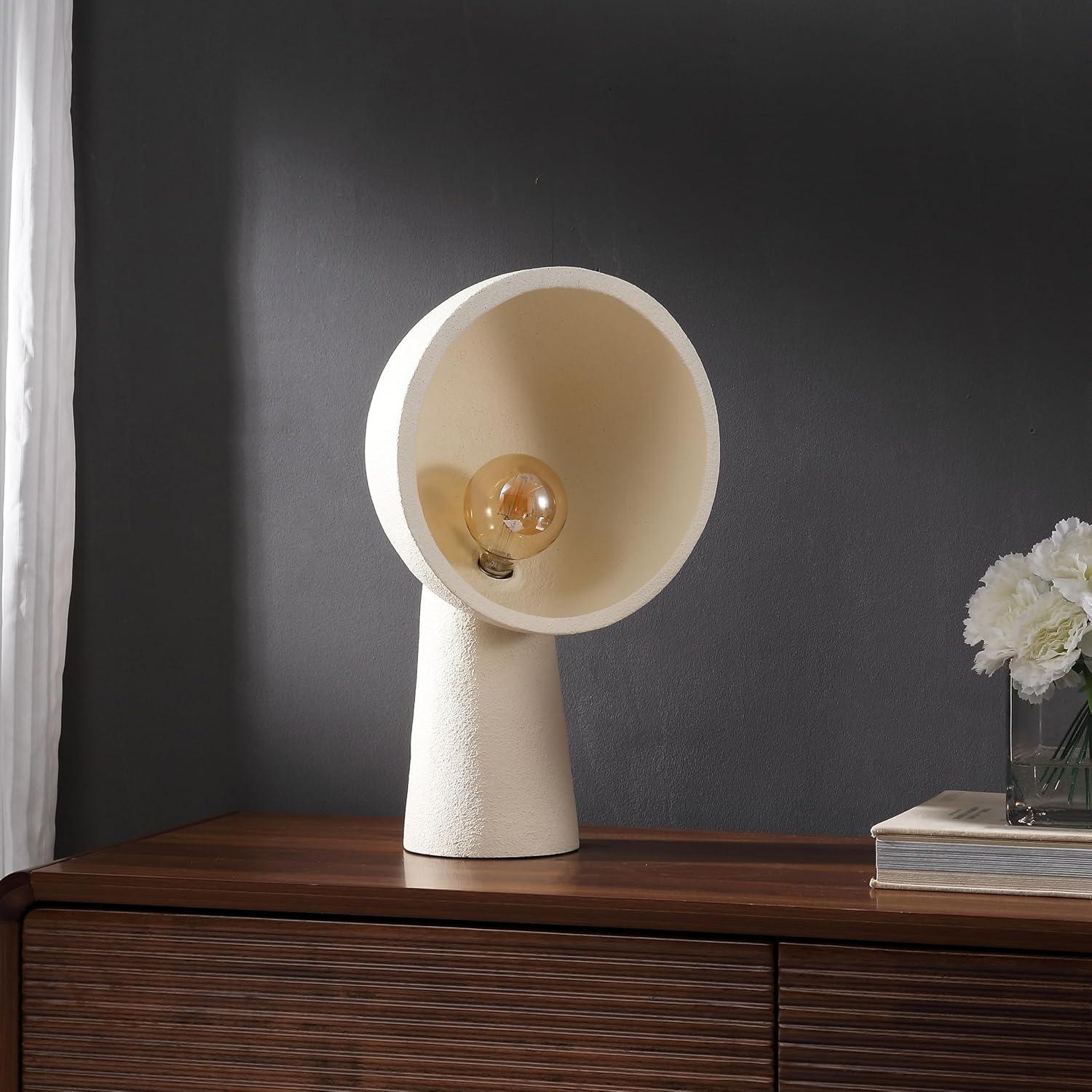 imageJONATHAN Y JYL6314A Claude 175quot Contemporary Minimalist Resin HalfGlobe Column LED Table Lamp for Living Room Family Room Dining Room Bedroom Hallway Office Cream