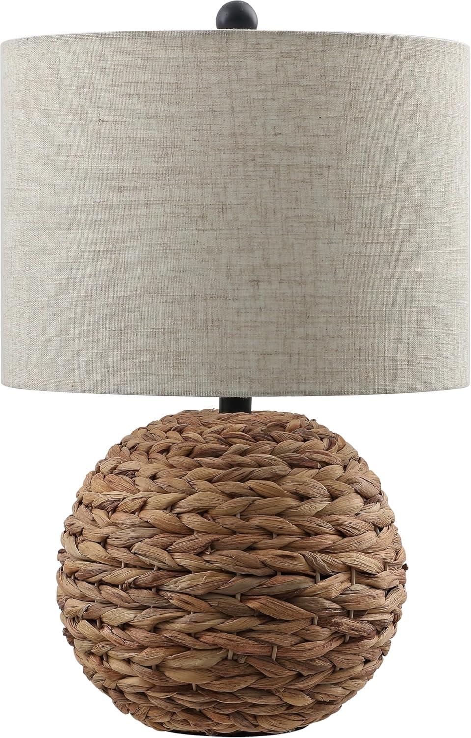 imageJONATHAN Y JYL6514B Camilo 215quot Modern Coastal Woven Rattan Globe LED Table Lamp for Living Room Family Room Dining Room Bedroom Hallway Office Dark BrownBrown