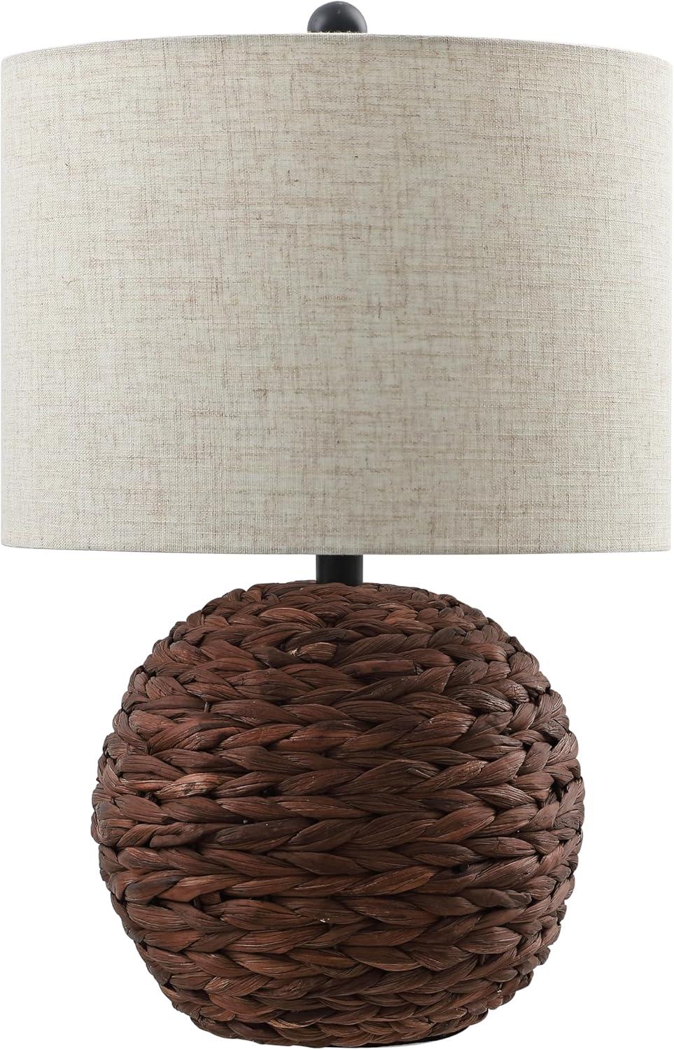 imageJONATHAN Y JYL6514B Camilo 215quot Modern Coastal Woven Rattan Globe LED Table Lamp for Living Room Family Room Dining Room Bedroom Hallway Office Dark BrownDark Brown