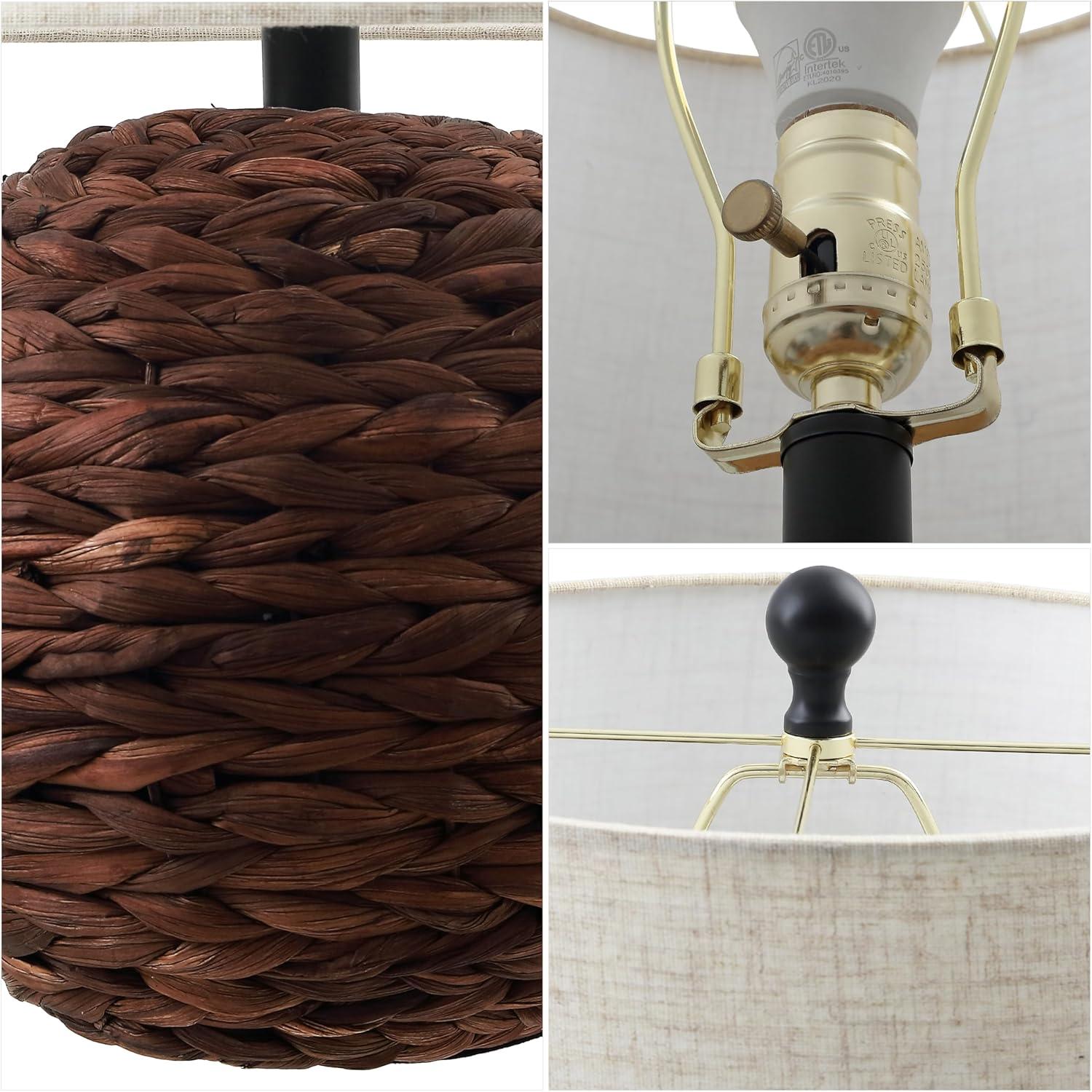 imageJONATHAN Y JYL6514B Camilo 215quot Modern Coastal Woven Rattan Globe LED Table Lamp for Living Room Family Room Dining Room Bedroom Hallway Office Dark BrownDark Brown